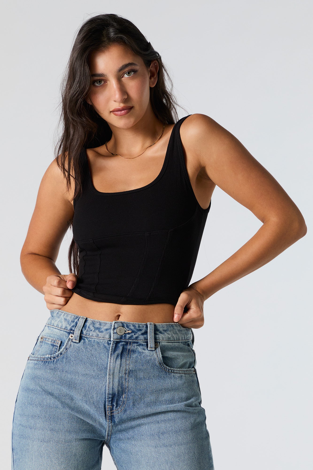 Ribbed Corset Cropped Tank