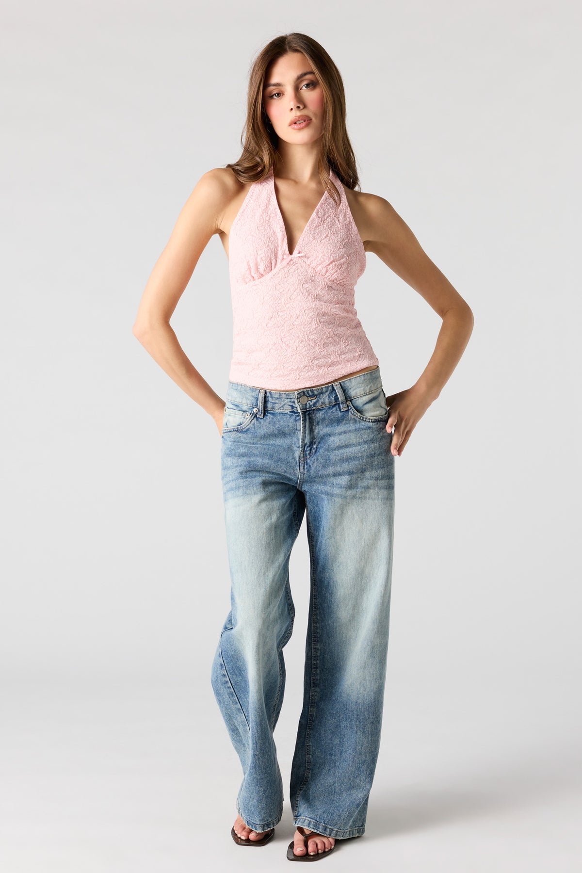 Alt View 3. Lace Halter Top - Light Pink