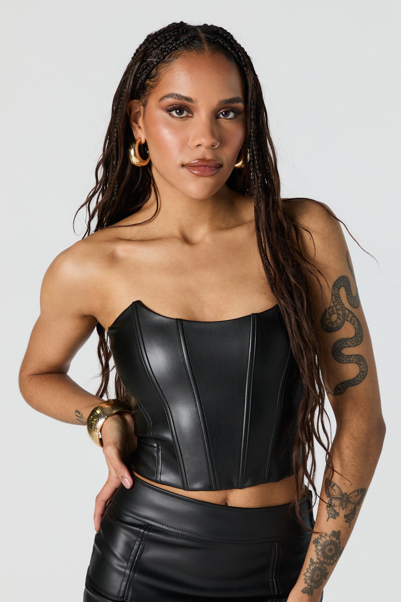 Faux Leather Corset Tube Top