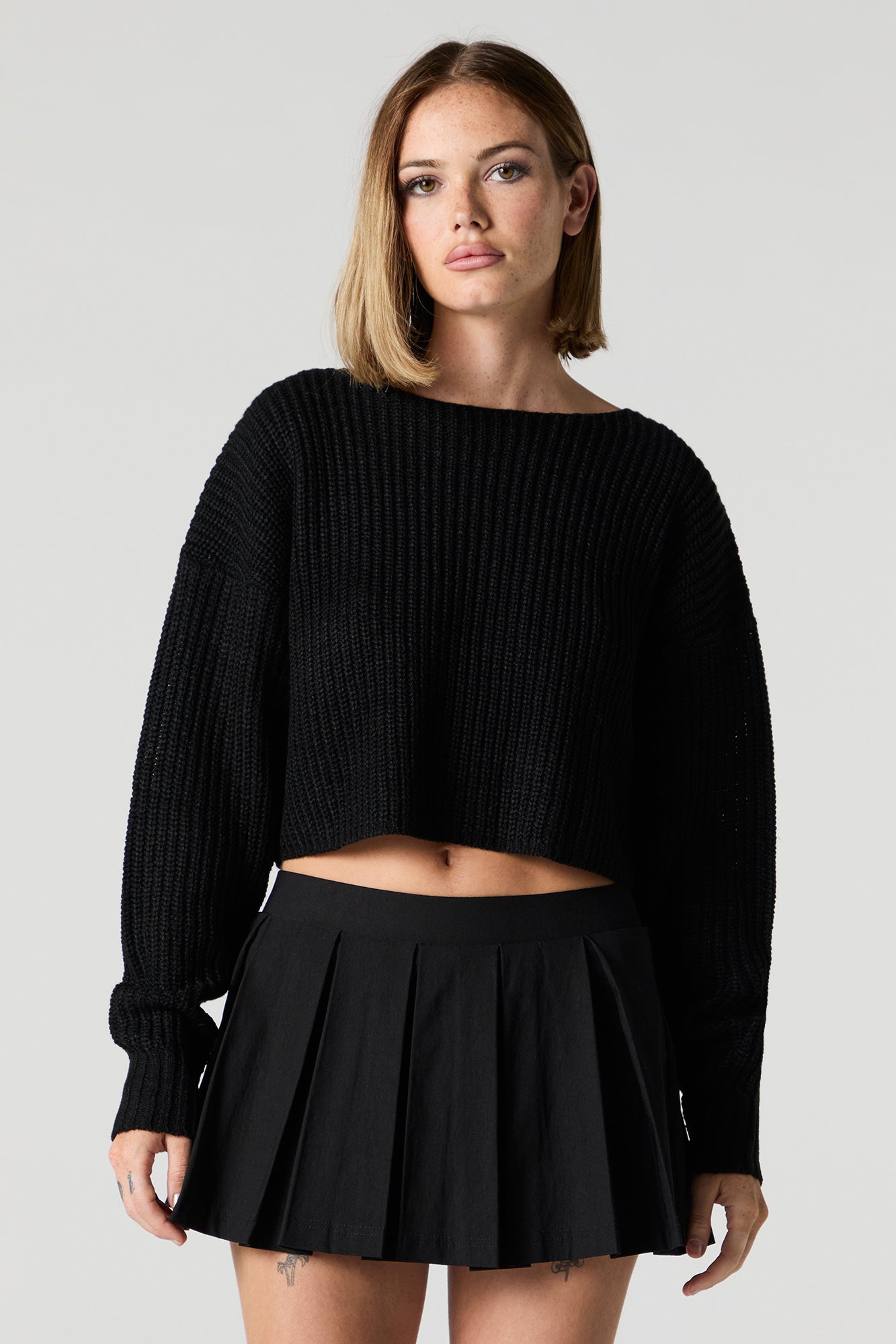 Ribbed Knit Skimmer Sweater