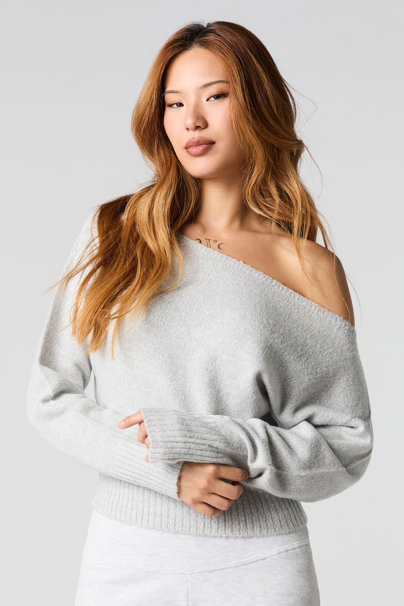 Mossy Knit Off Shoulder Sweater