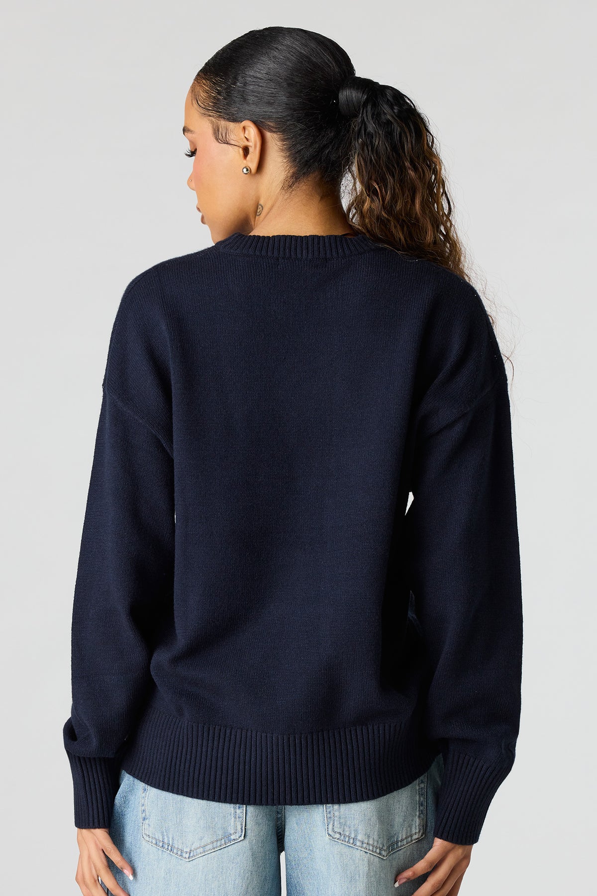 Alt View 2. Jacquard Knit Sweater - Navy