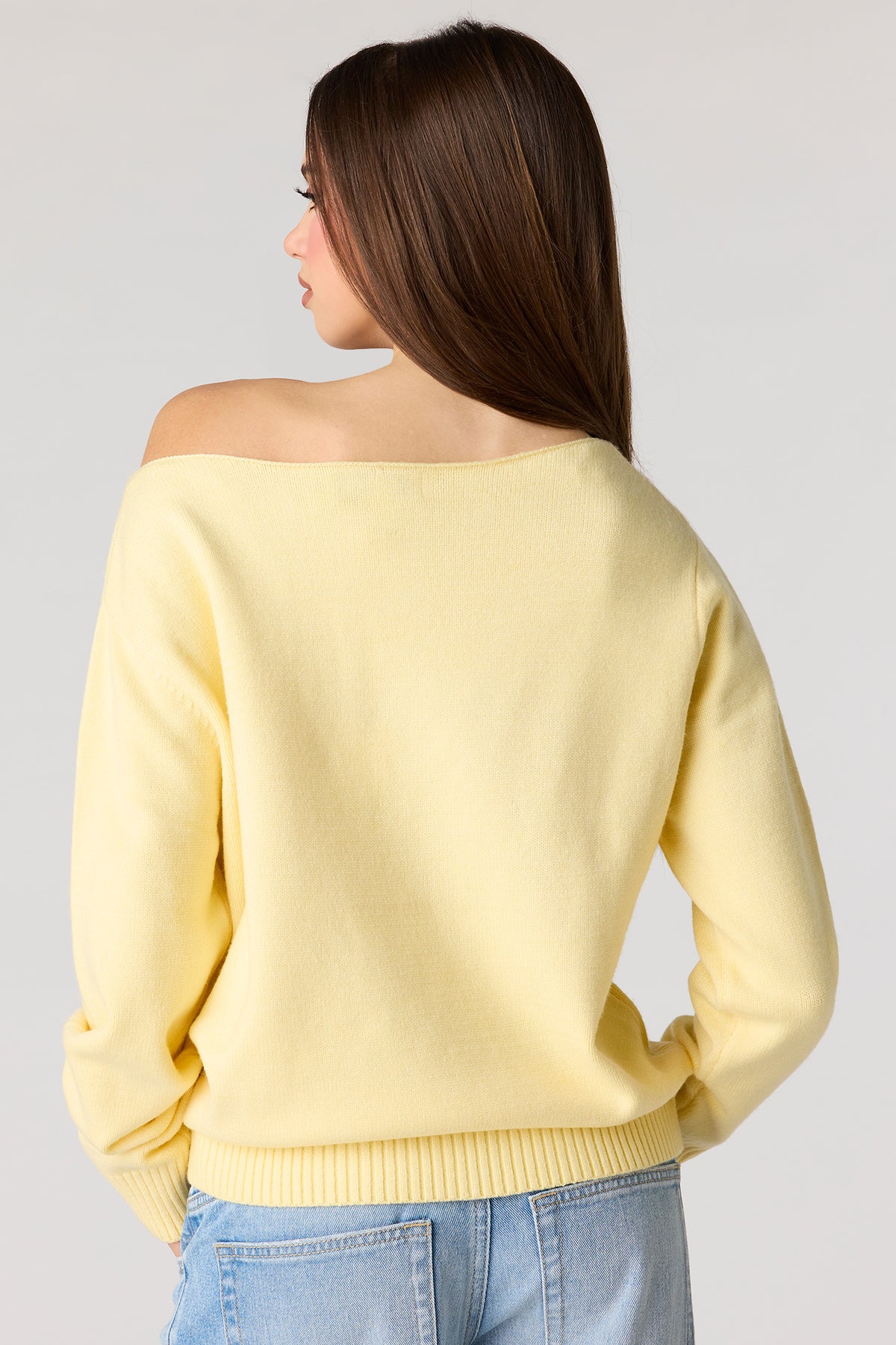 Alt View 2. Oversized Off-Shoulder Sweater - Yellow