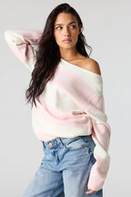 Oversized Striped Off-Shoulder Sweater
