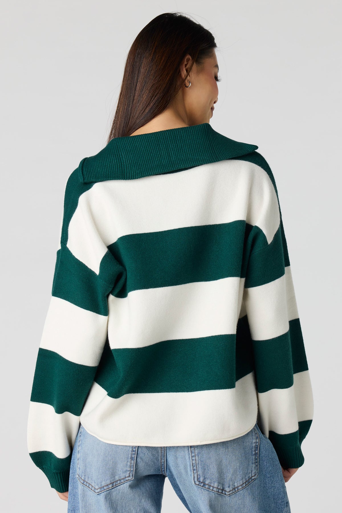 Alt View 4. Striped Zip Sweater Polo - Heather Grey