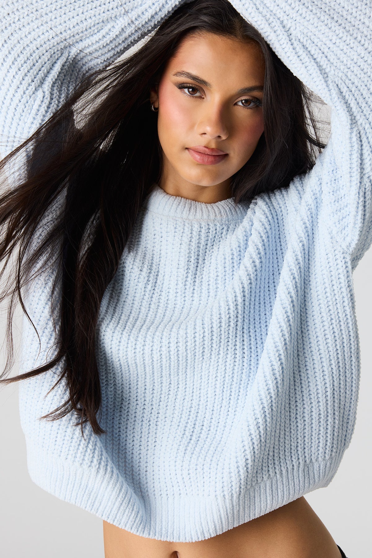 Alt View 4. Chunky Knit Sweater - Light Blue
