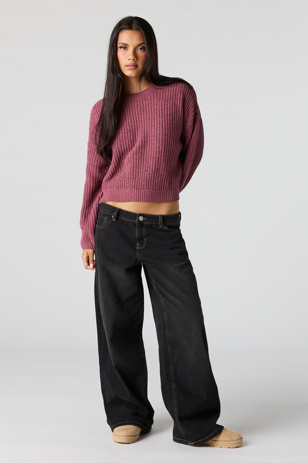 Alt View 3. Chunky Knit Sweater - Plum