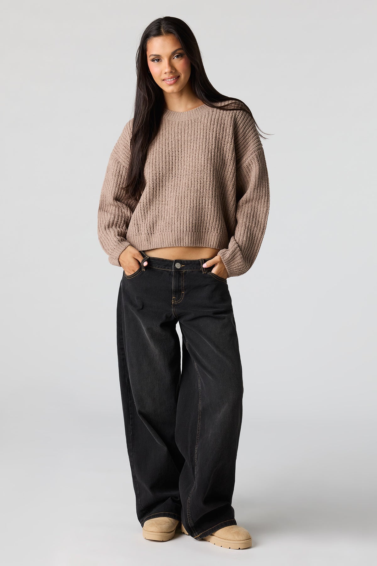 Alt View 3. Chunky Knit Sweater - Taupe