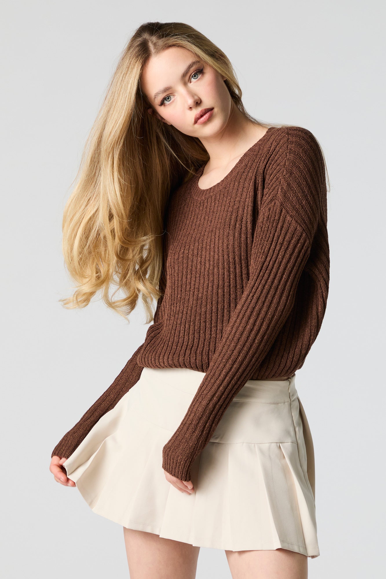 Wide Ribbed Knit Sweater