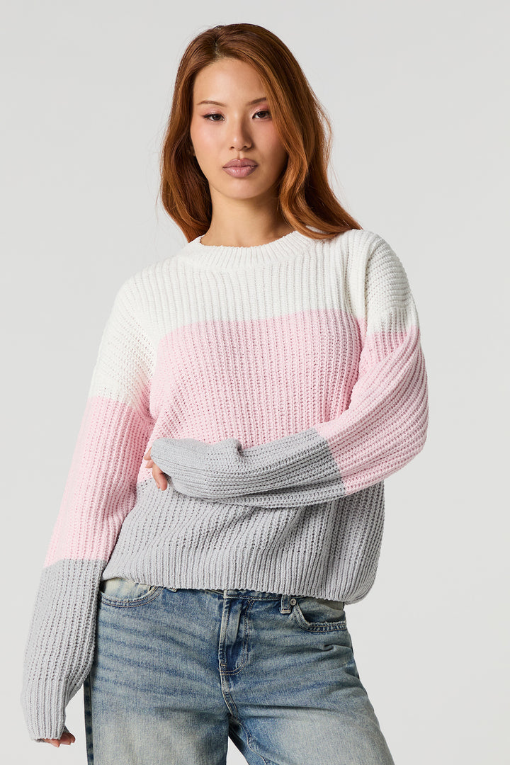 Chandail en tricot épais à bloc de couleur