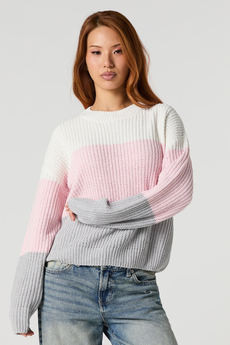 Chandail en tricot épais à bloc de couleur