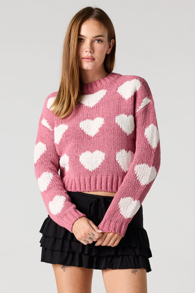 Chandail en tricot de jacquard à imprimé Coeur