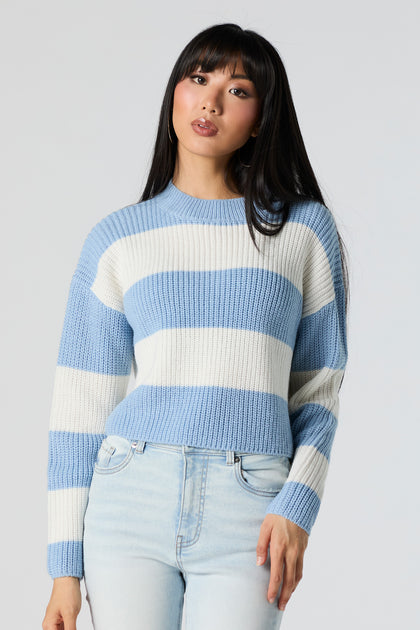 Striped Crew Neck Knit Sweater