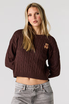 Embroidered Cable Knit Sweater