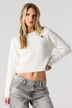 Embroidered Cable Knit Sweater
