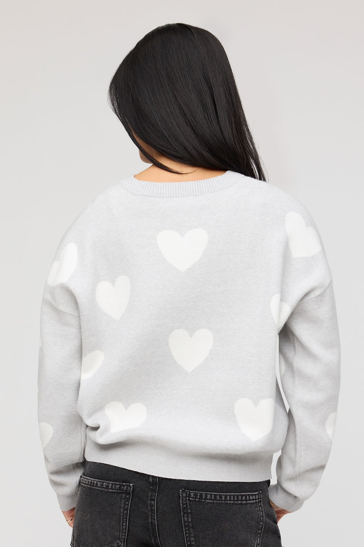 Alt View 2. Oversized Jacquard Knit Sweater - Heather Grey