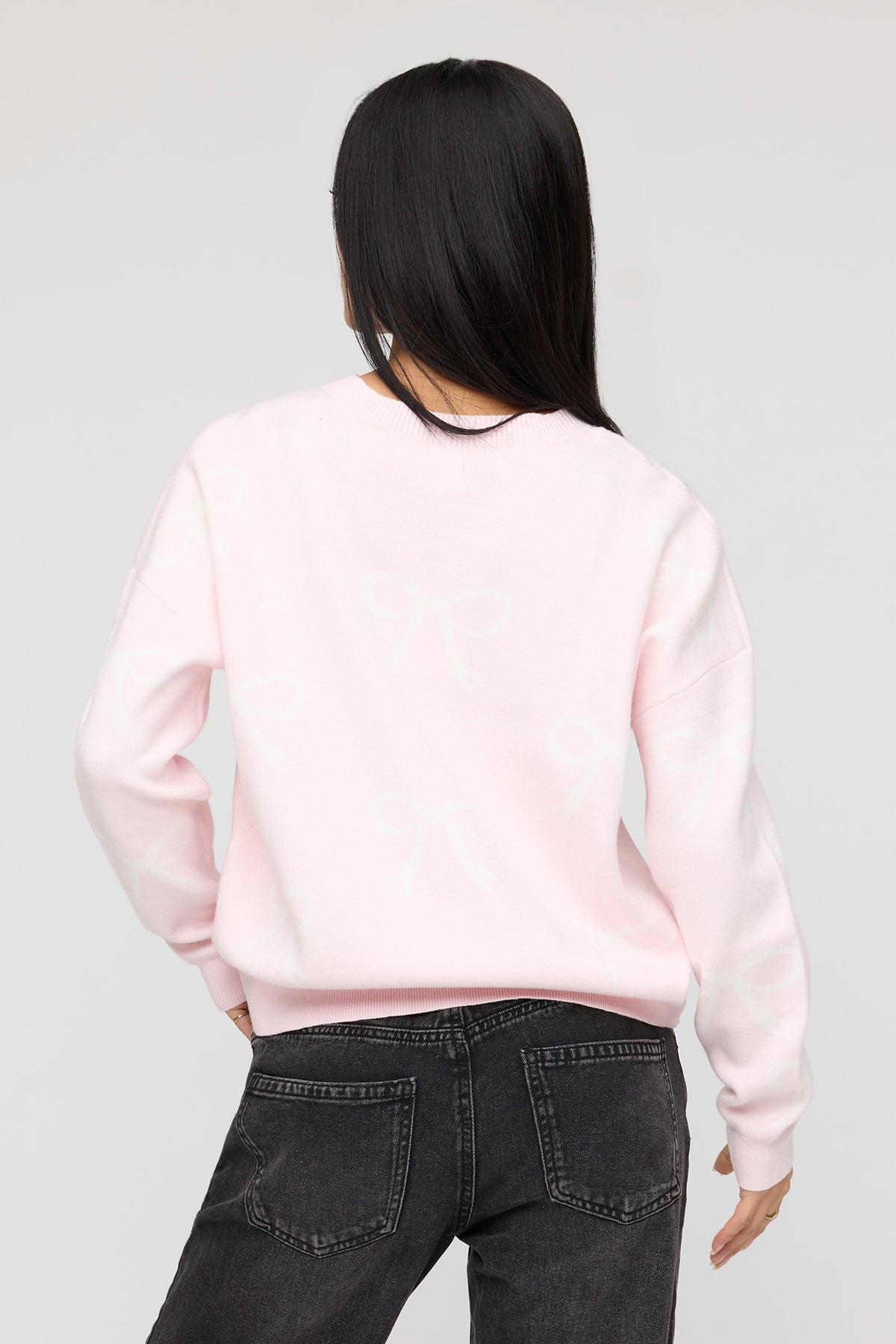 Alt View 2. Oversized Jacquard Knit Sweater - Pink