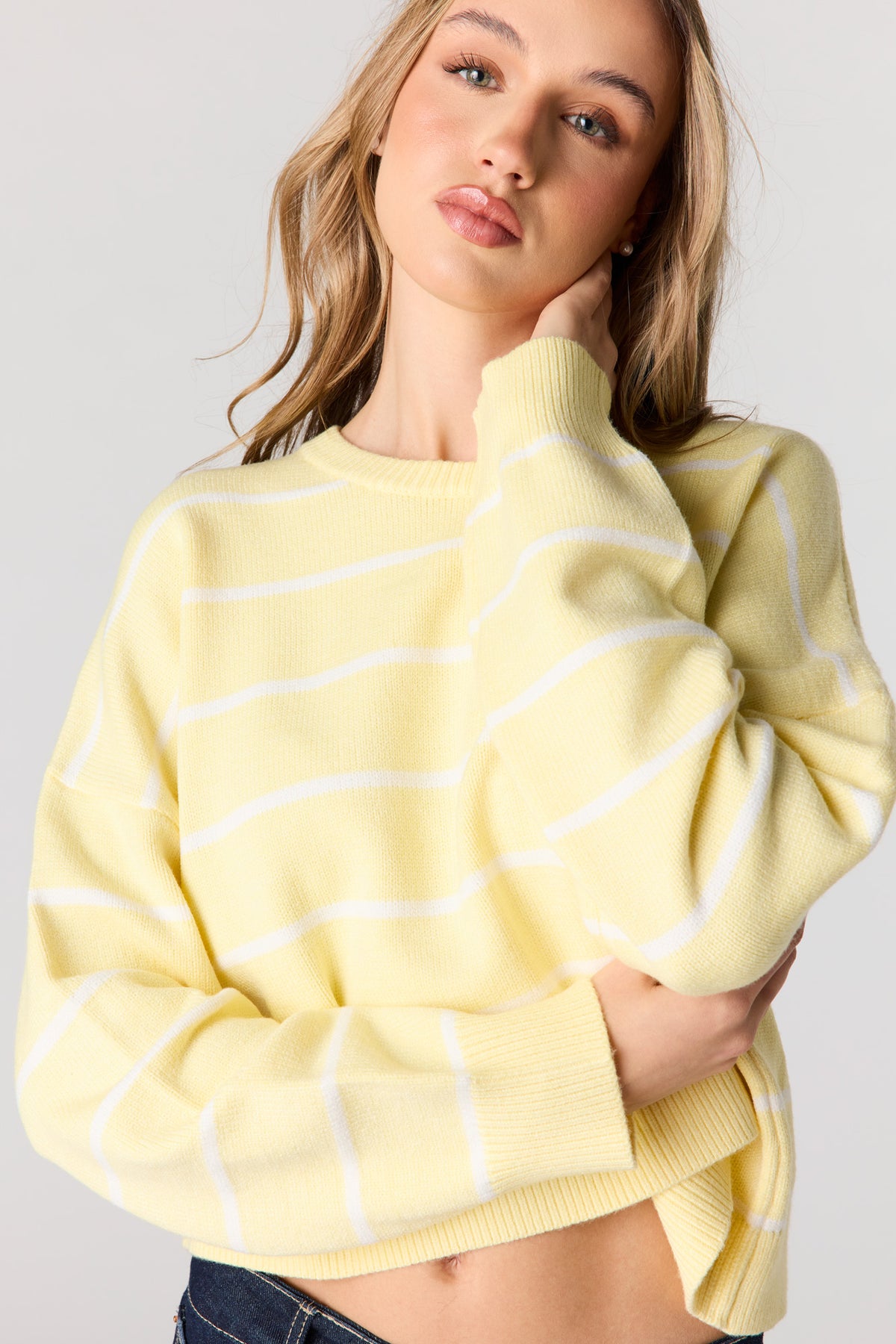 Striped Knit Sweater - Yellow