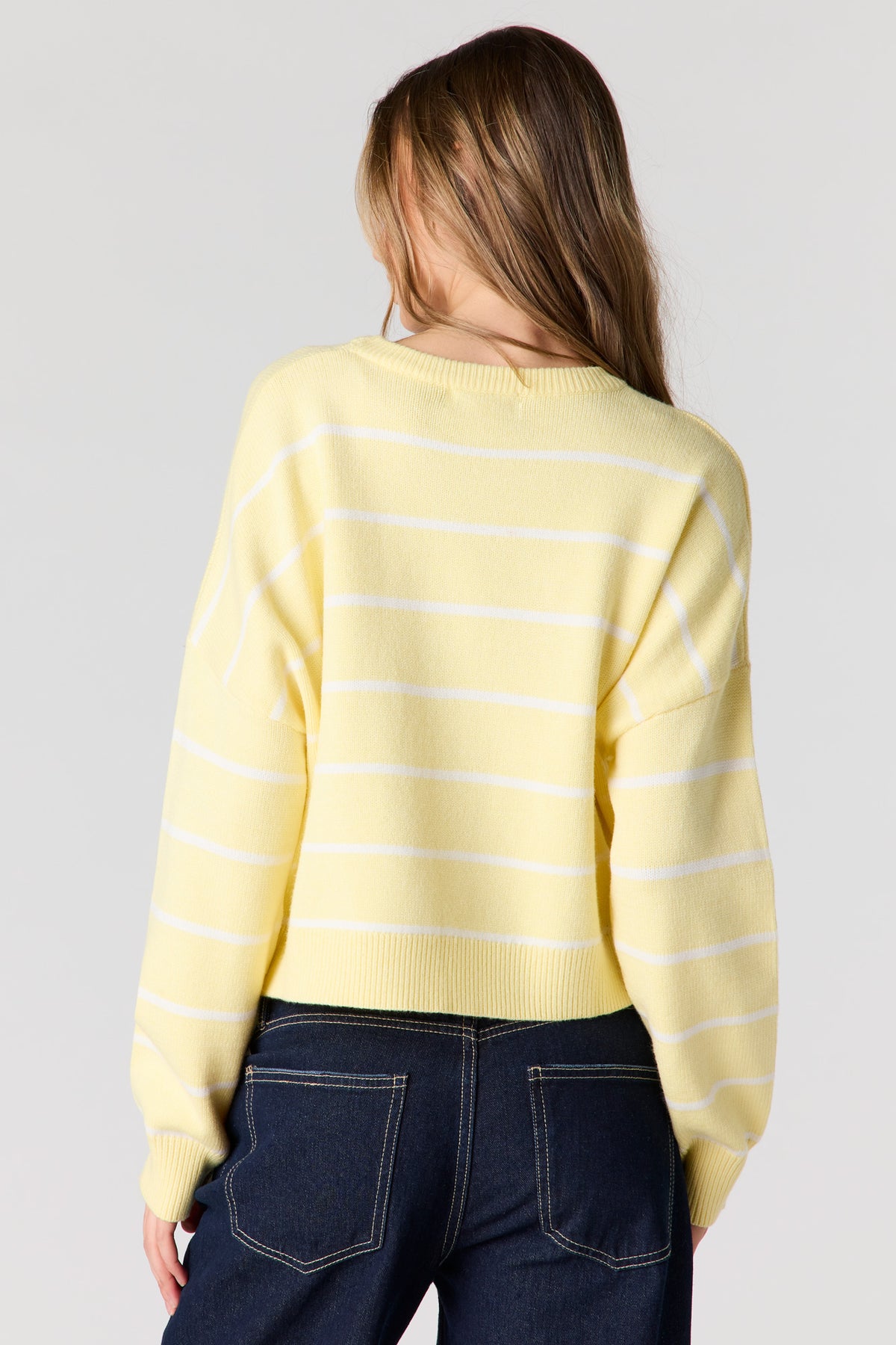 Alt View 2. Striped Knit Sweater - Yellow