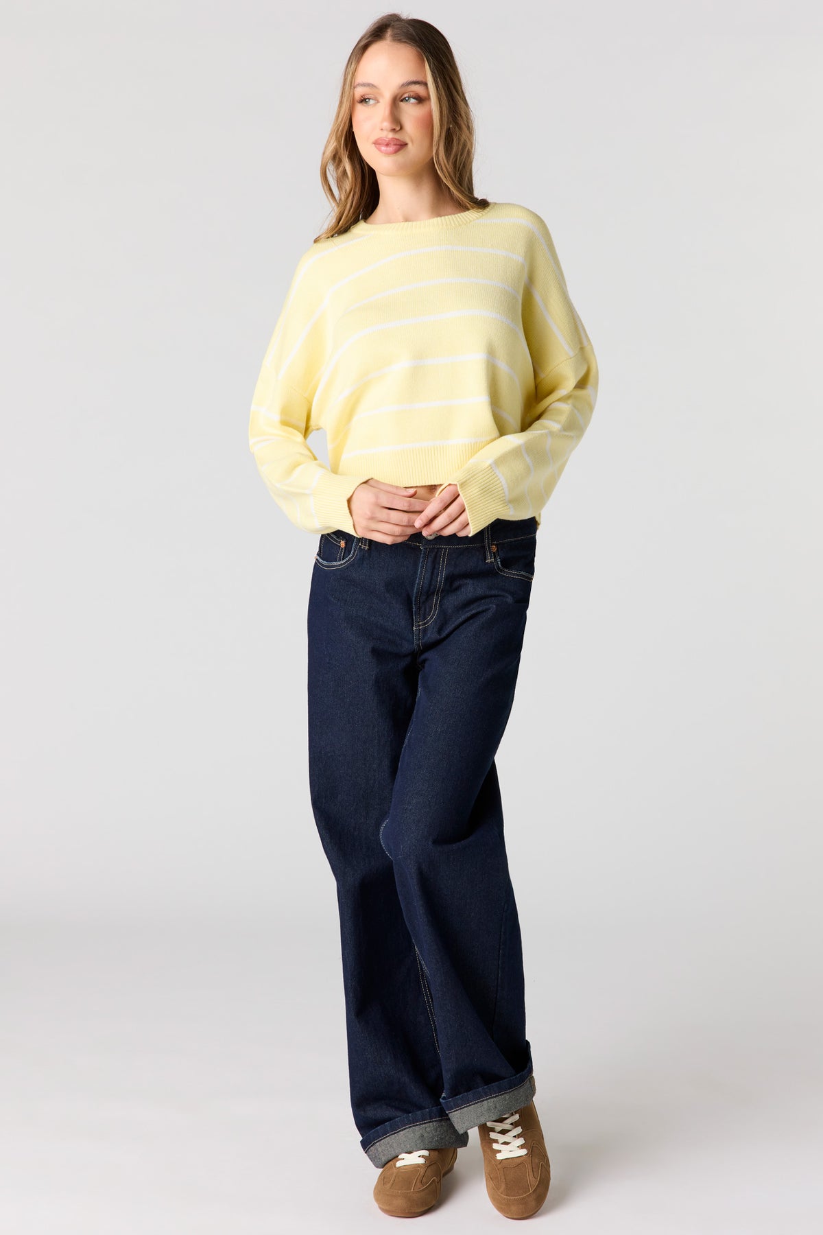 Alt View 3. Striped Knit Sweater - Yellow