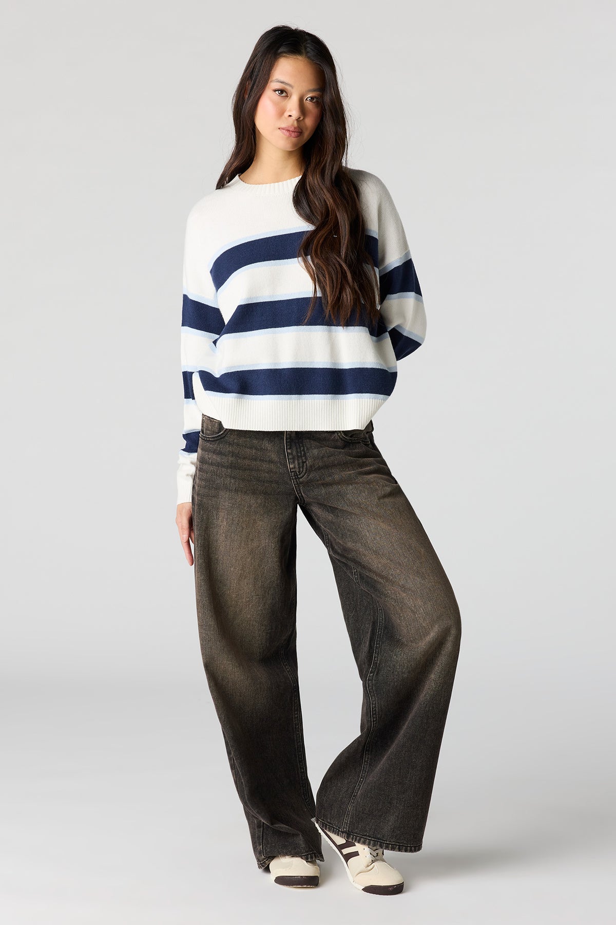 Alt View 3. Striped Knit Sweater - White