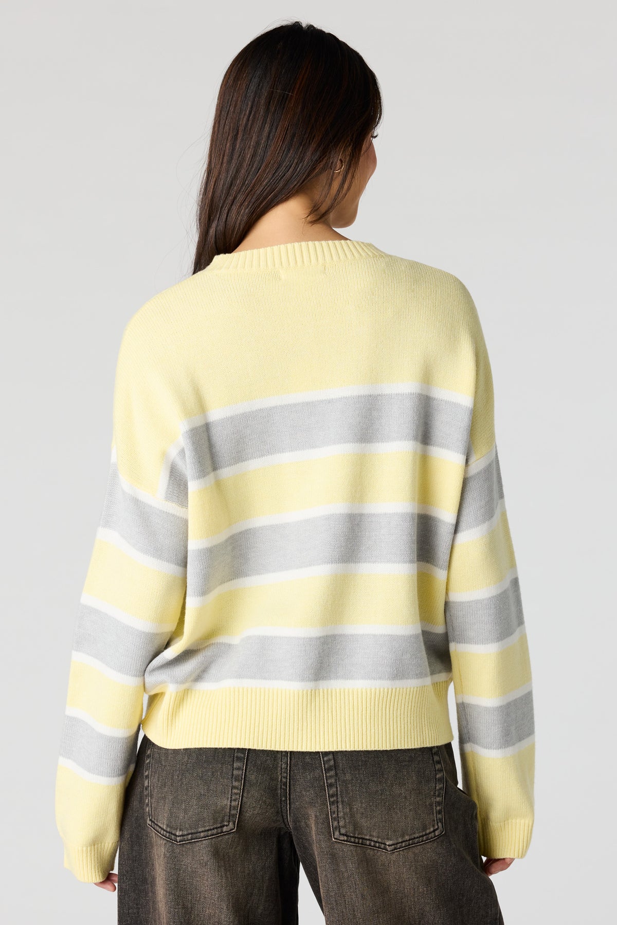 Alt View 2. Striped Knit Sweater - Yellow
