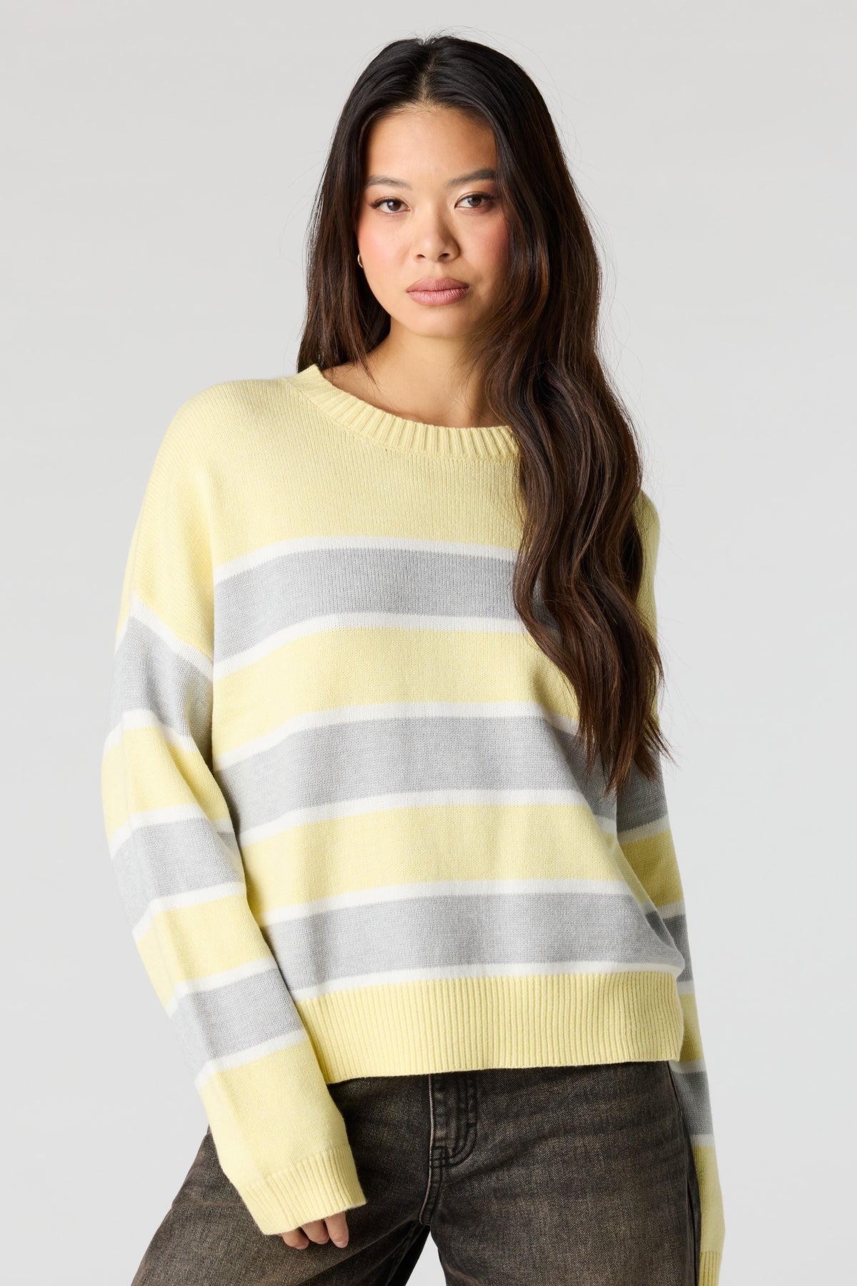 Alt View 4. Striped Knit Sweater - Yellow