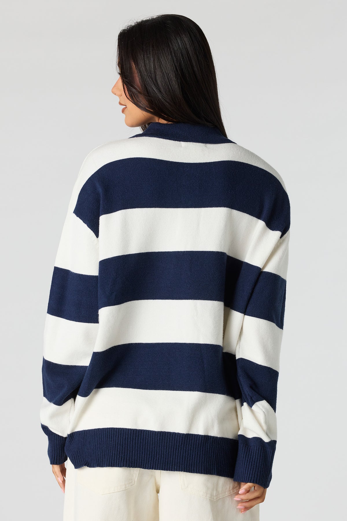 Alt View 2. Striped Knit Polo - Navy