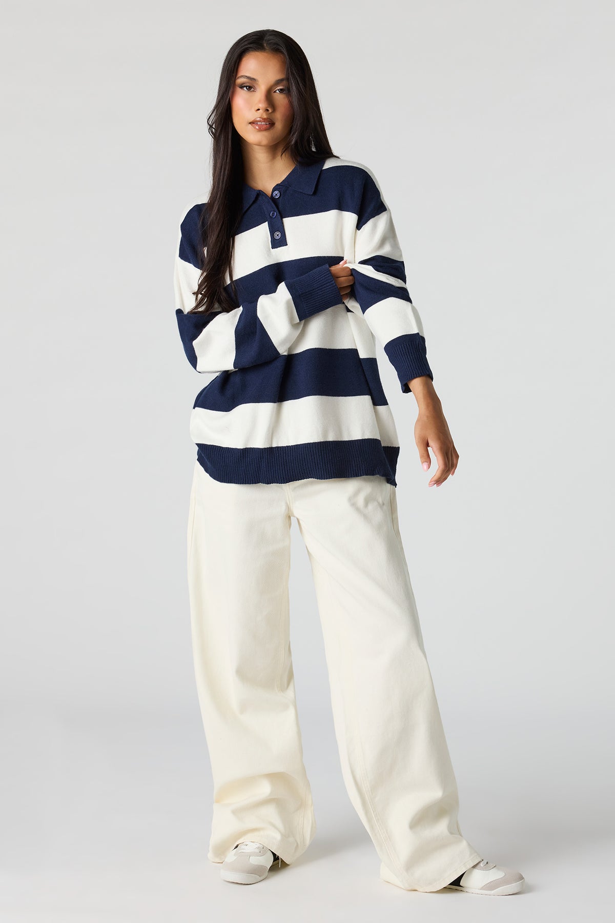 Alt View 3. Striped Knit Polo - Navy