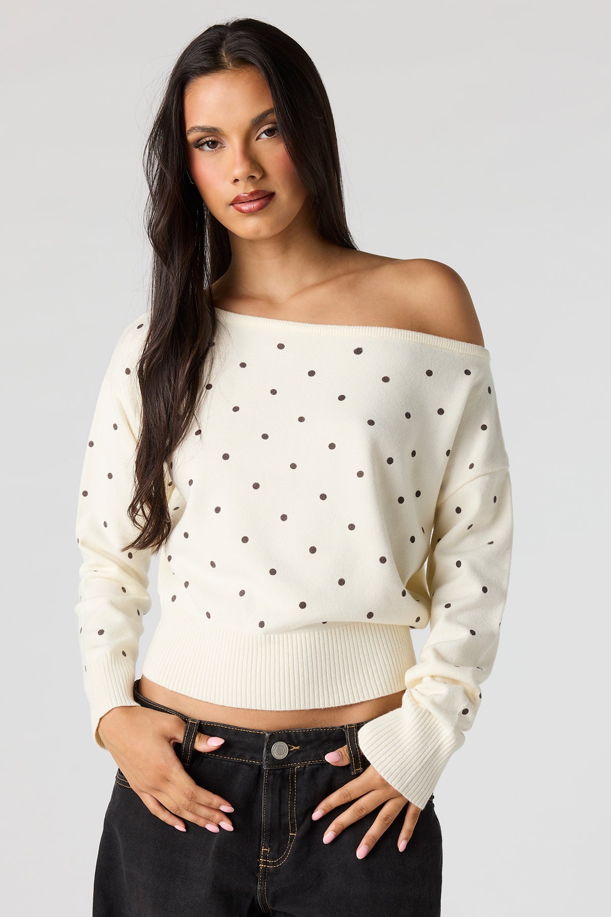 Alt View 4. Off Shoulder Sweater - Ivory
