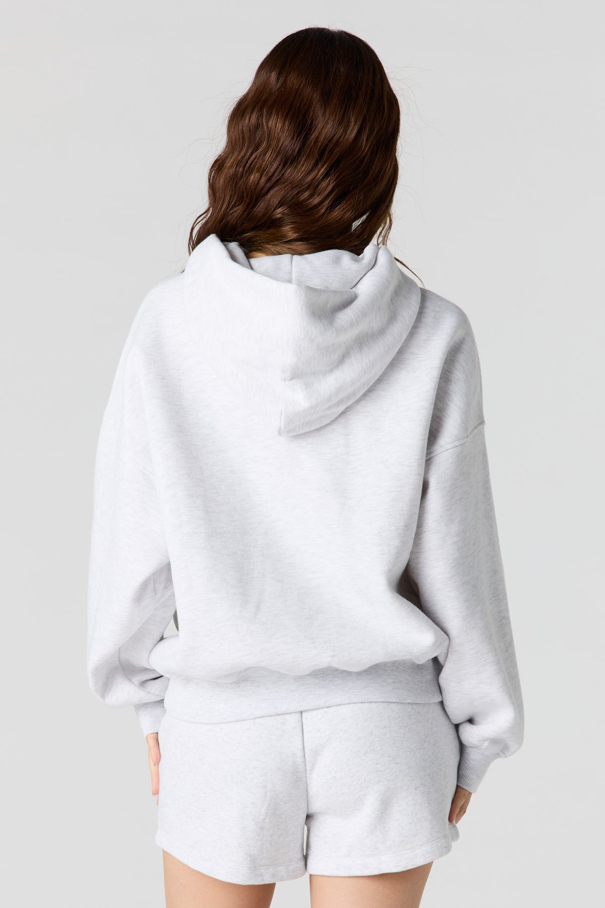 Alt View 2. Luxe Fleece Graphic Boyfriend Hoodie - Light Grey
