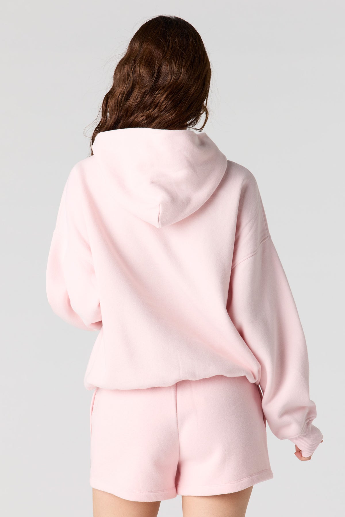 Alt View 2. Luxe Fleece Graphic Boyfriend Hoodie - Light Pink