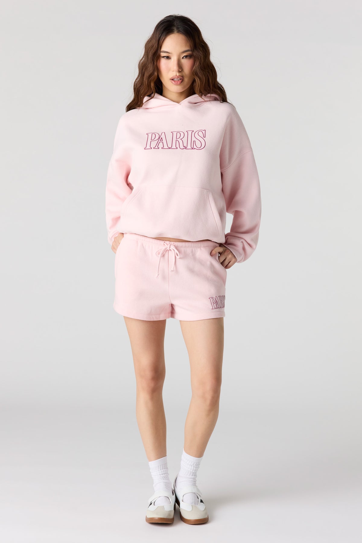 Alt View 3. Luxe Fleece Graphic Boyfriend Hoodie - Light Pink