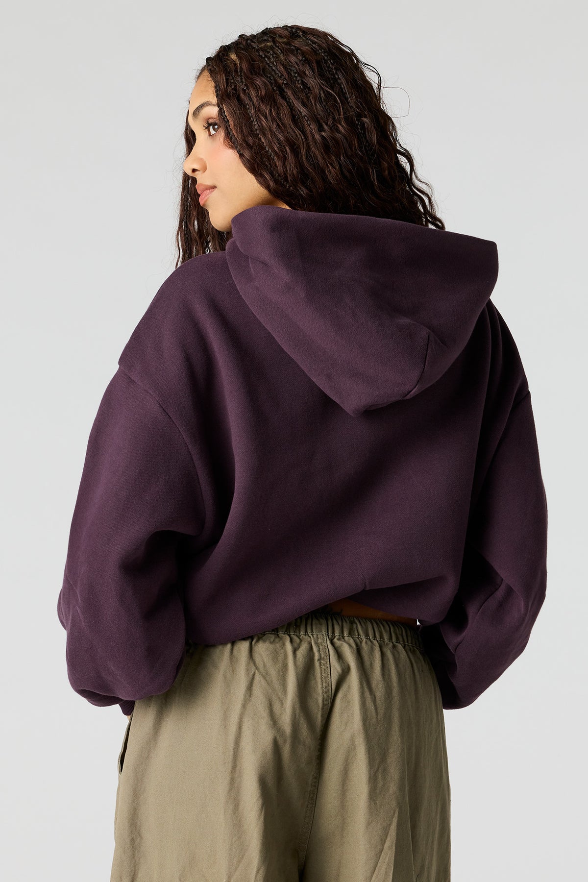 Alt View 2. Luxe Fleece Bubble Hem Hoodie - Purple