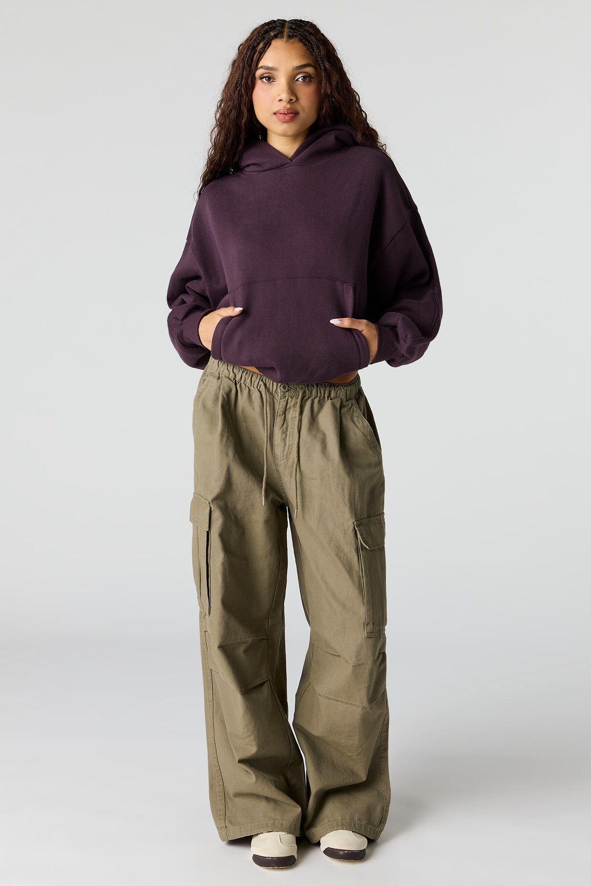 Alt View 3. Luxe Fleece Bubble Hem Hoodie - Purple