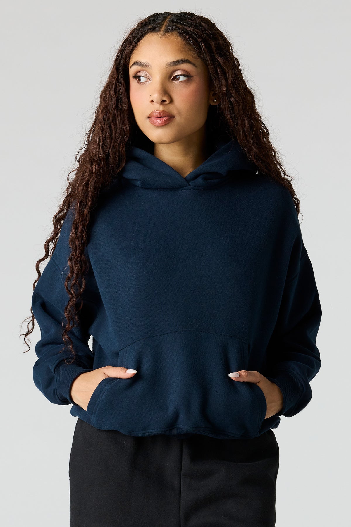 Luxe Fleece Boyfriend Hoodie - Dark Blue