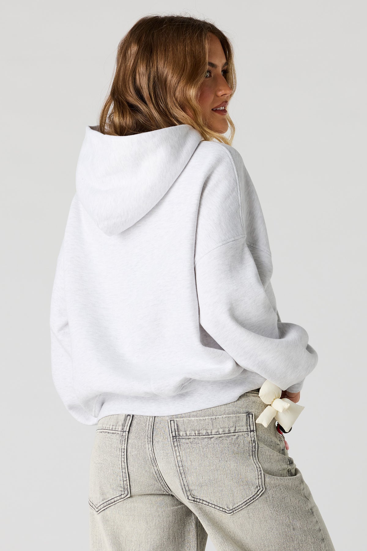 Alt View 2. Luxe Fleece Boyfriend Hoodie - Light Grey