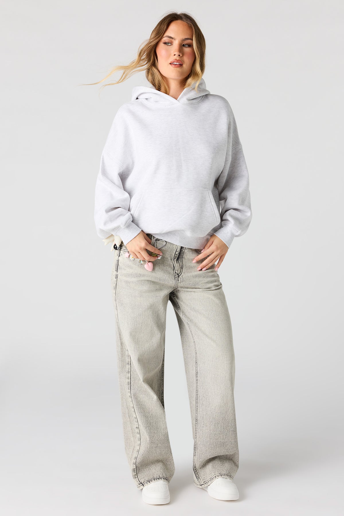 Alt View 3. Luxe Fleece Boyfriend Hoodie - Light Grey