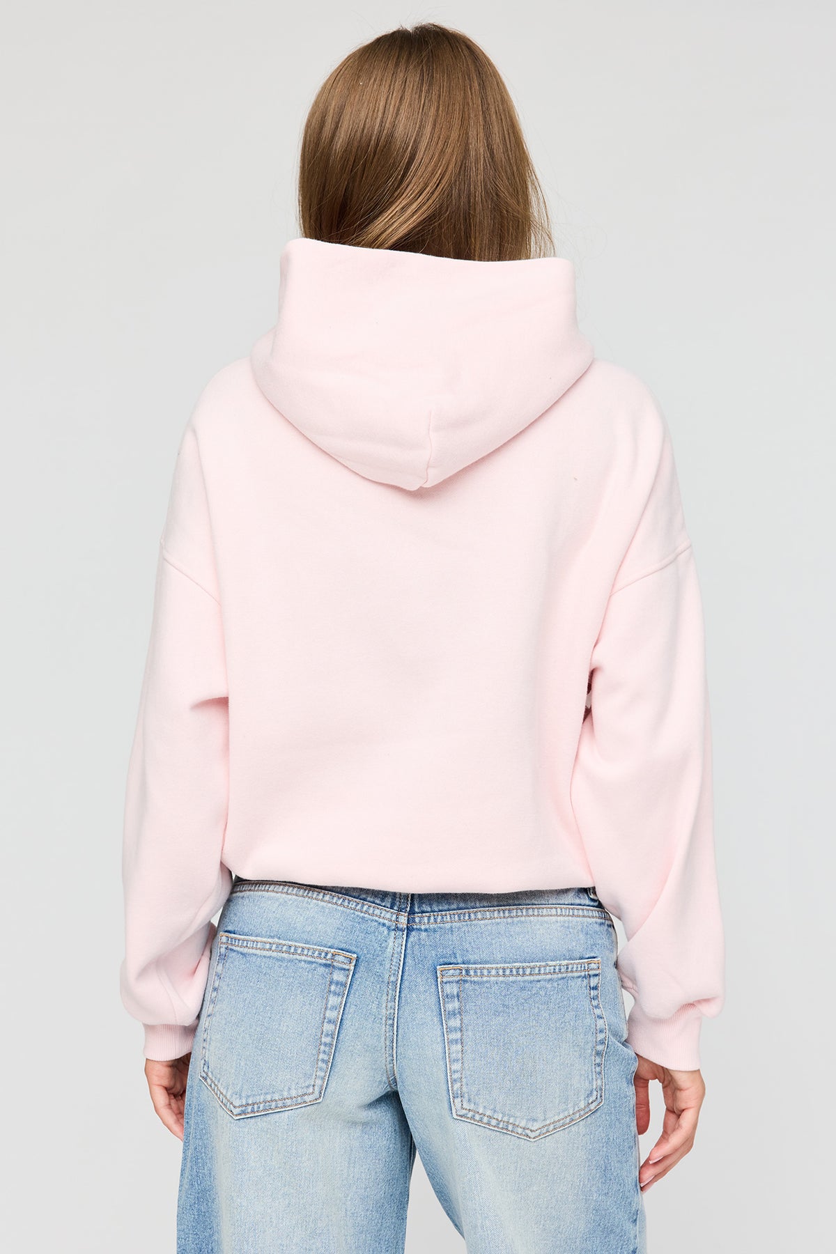 Alt View 2. Luxe Fleece Graphic Boyfriend Hoodie - Light Pink