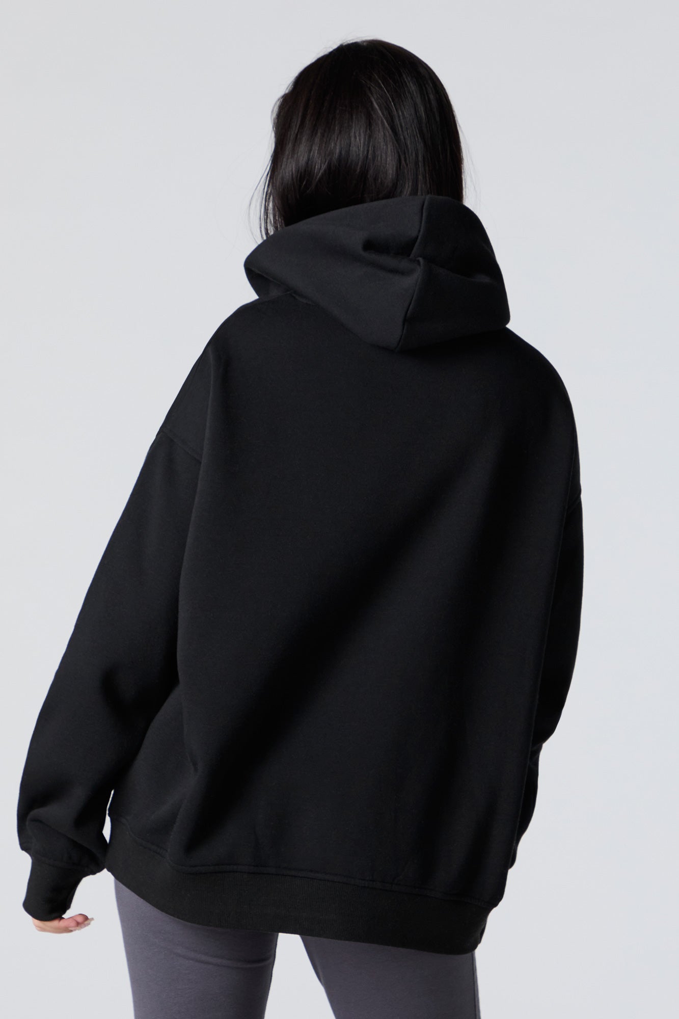 Oversized Solid Fleece Hoodie