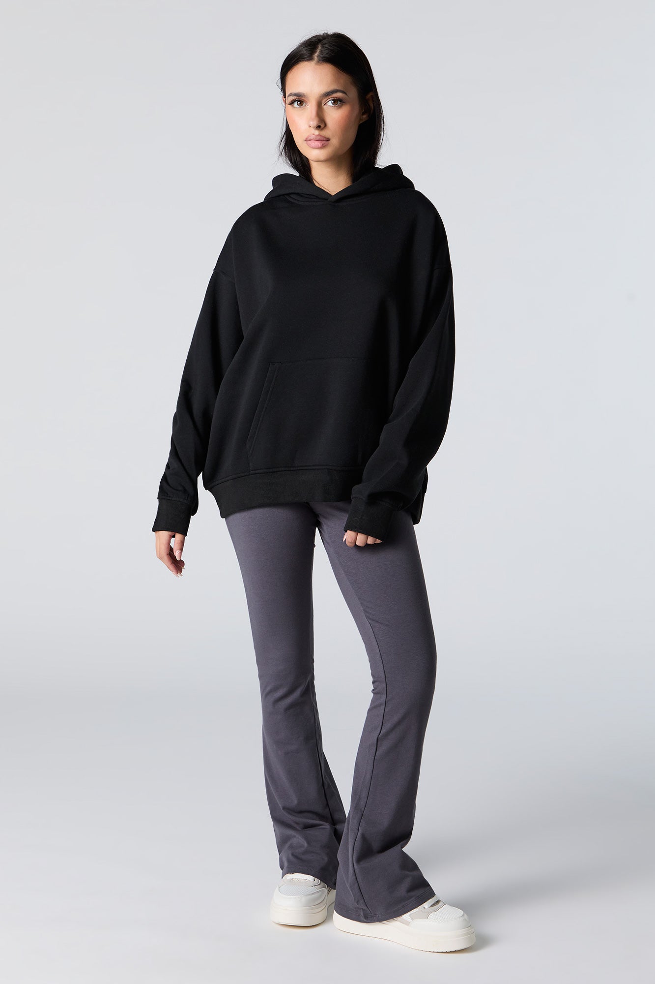 Oversized Solid Fleece Hoodie