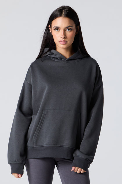 Oversized Solid Fleece Hoodie