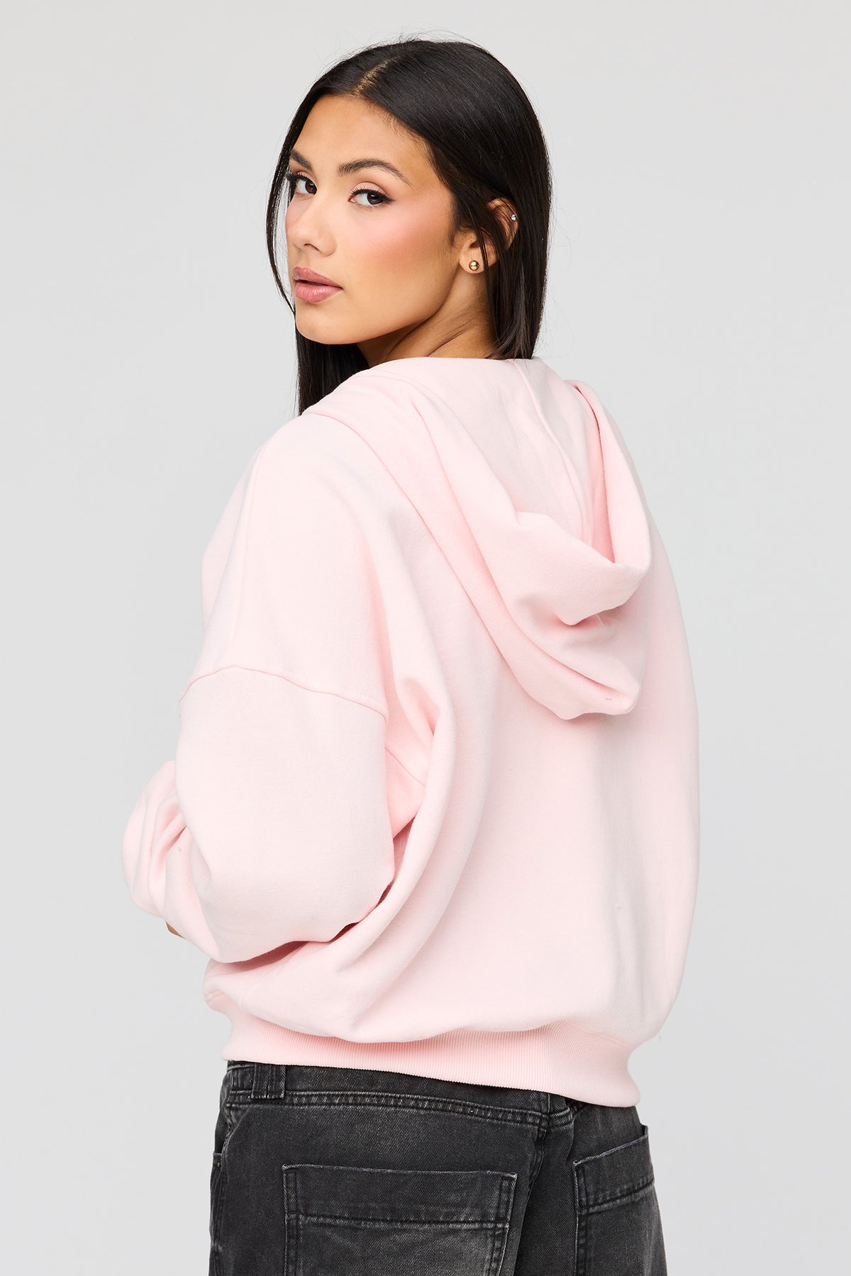 Alt View 2. Luxe Fleece Boyfriend Zip Hoodie - Light Pink