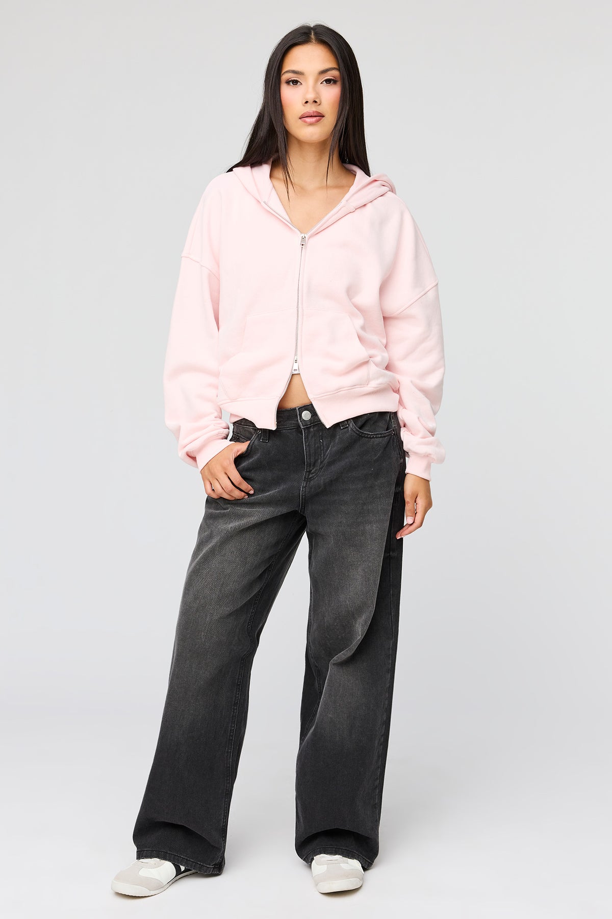Alt View 3. Luxe Fleece Boyfriend Zip Hoodie - Light Pink