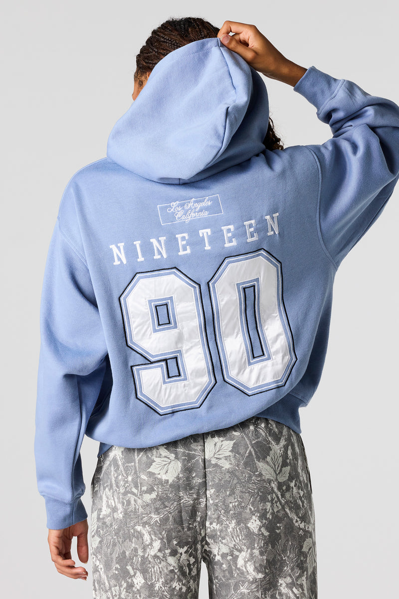 LA Embroidered Fleece Boxy Hoodie