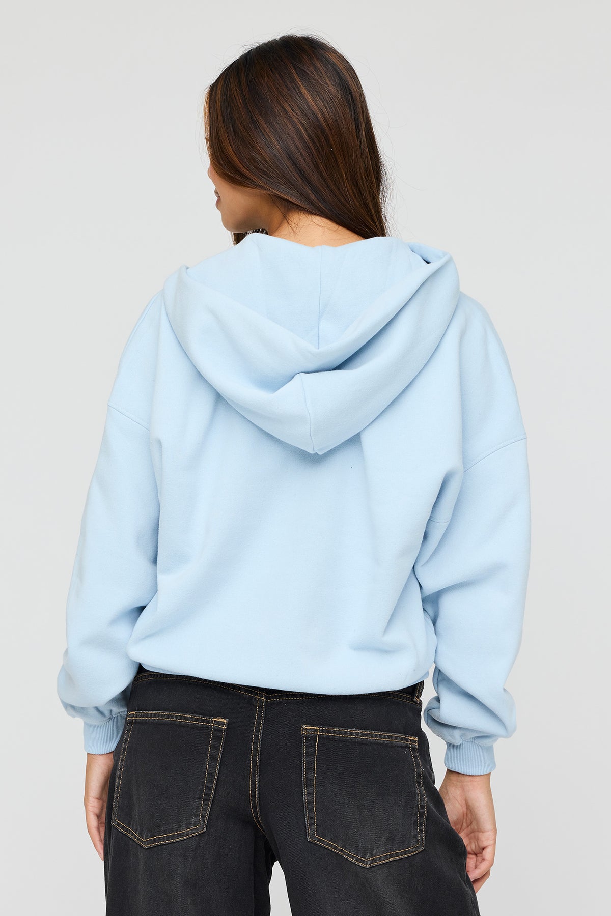 Alt View 2. Luxe Fleece Boyfriend Zip Hoodie - Light Blue
