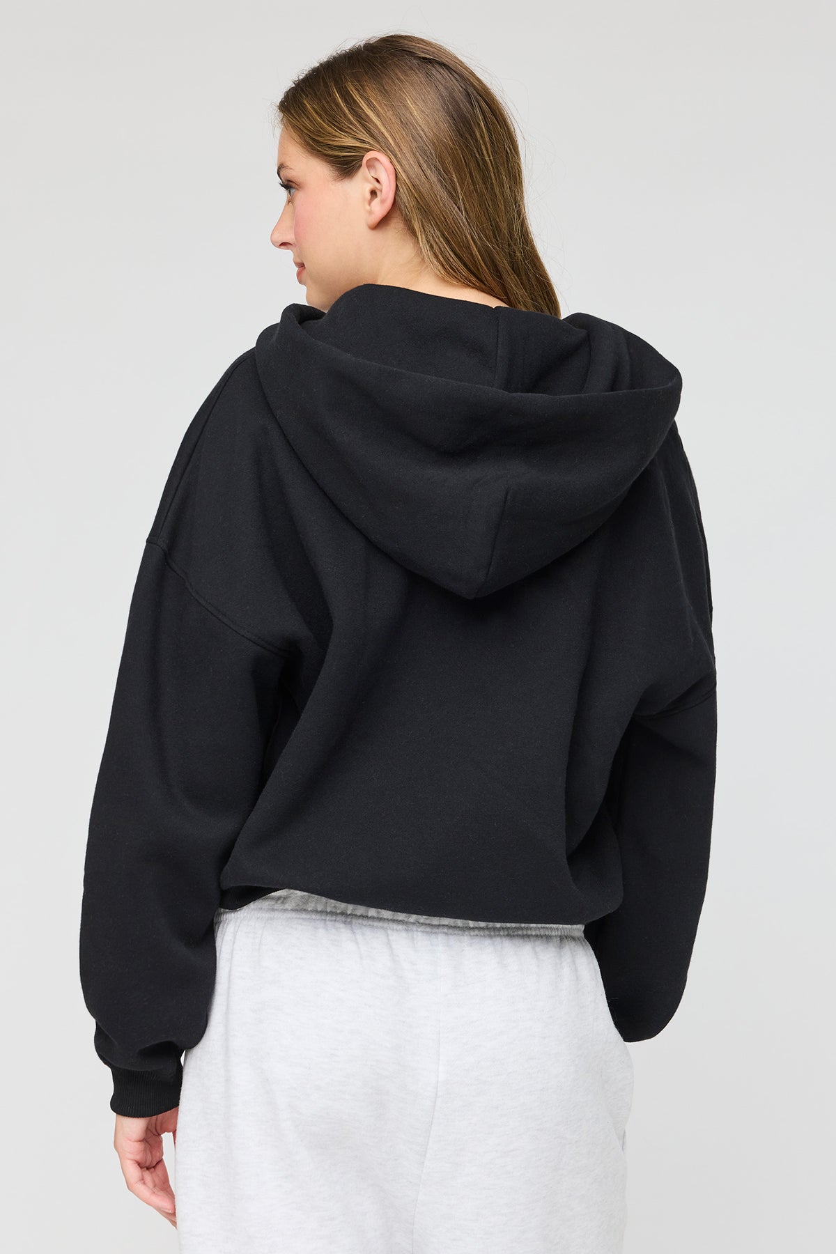 Alt View 2. Luxe Fleece Boyfriend Zip Hoodie - Black