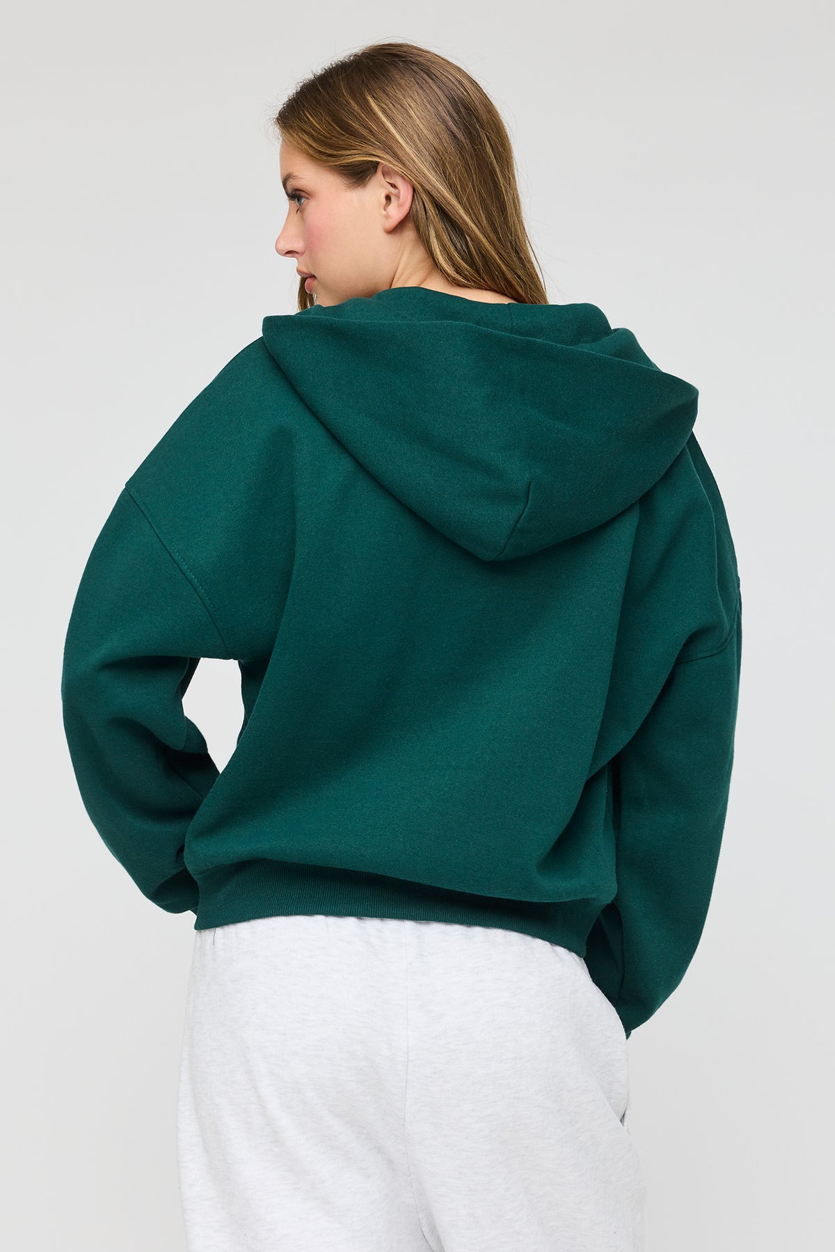 Alt View 2. Luxe Fleece Boyfriend Zip Hoodie - Green