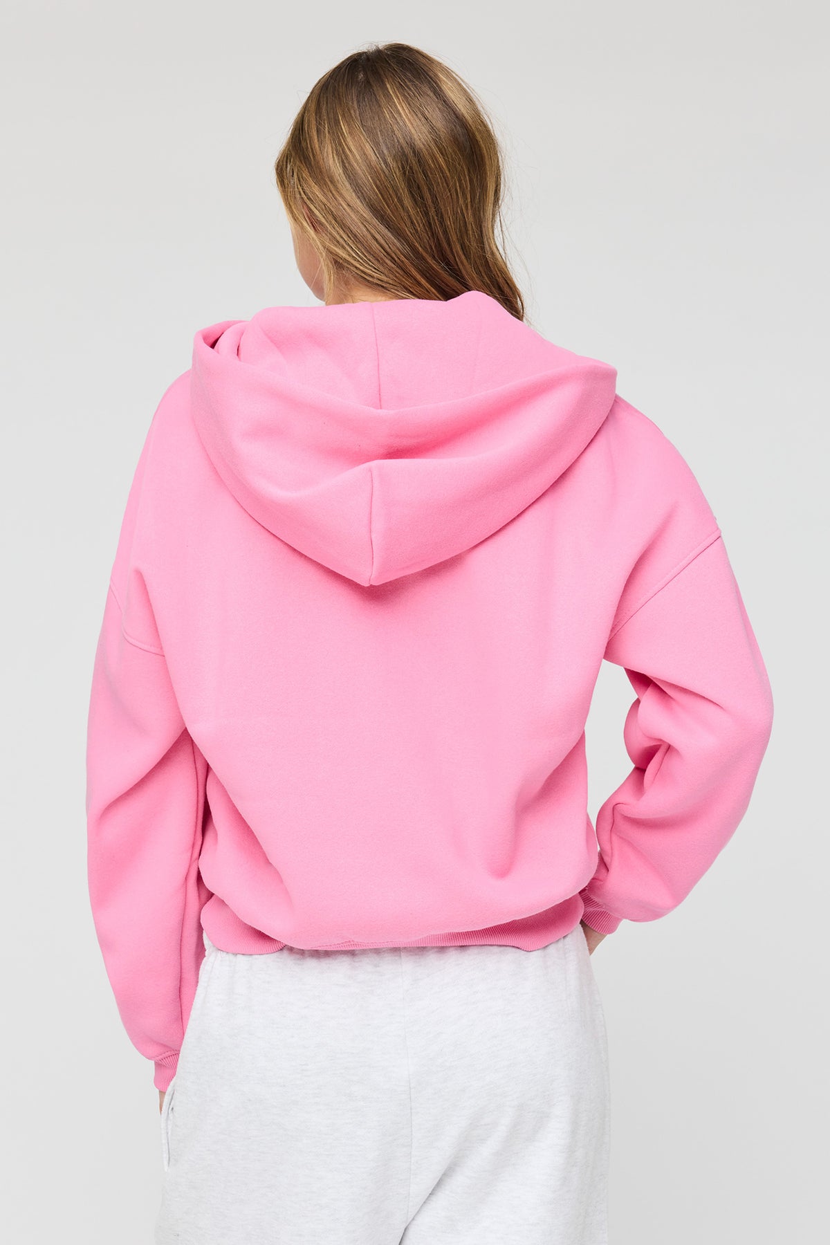Alt View 2. Luxe Fleece Boyfriend Zip Hoodie - Pink