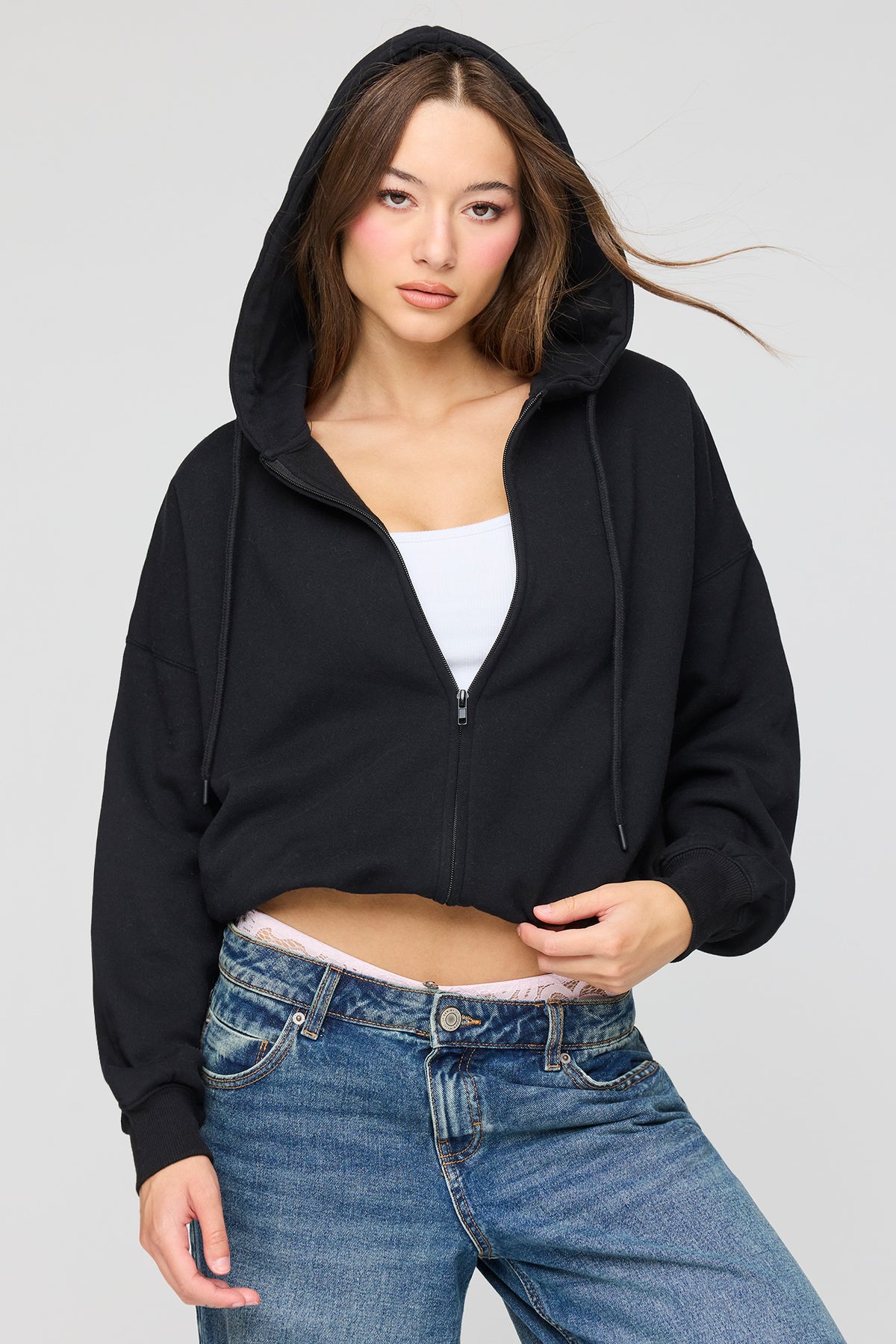 Alt View 5. Luxe Fleece Favourite Zip Hoodie - Light Pink